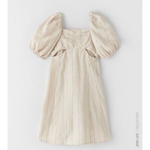 Zara Striped Cutout Linen Blend Dress 13/14 Yrs.